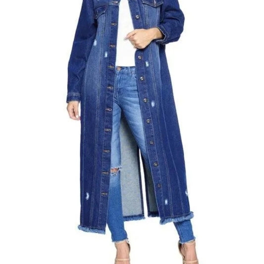 NWOT Women's Blue Denim Longline Jacket