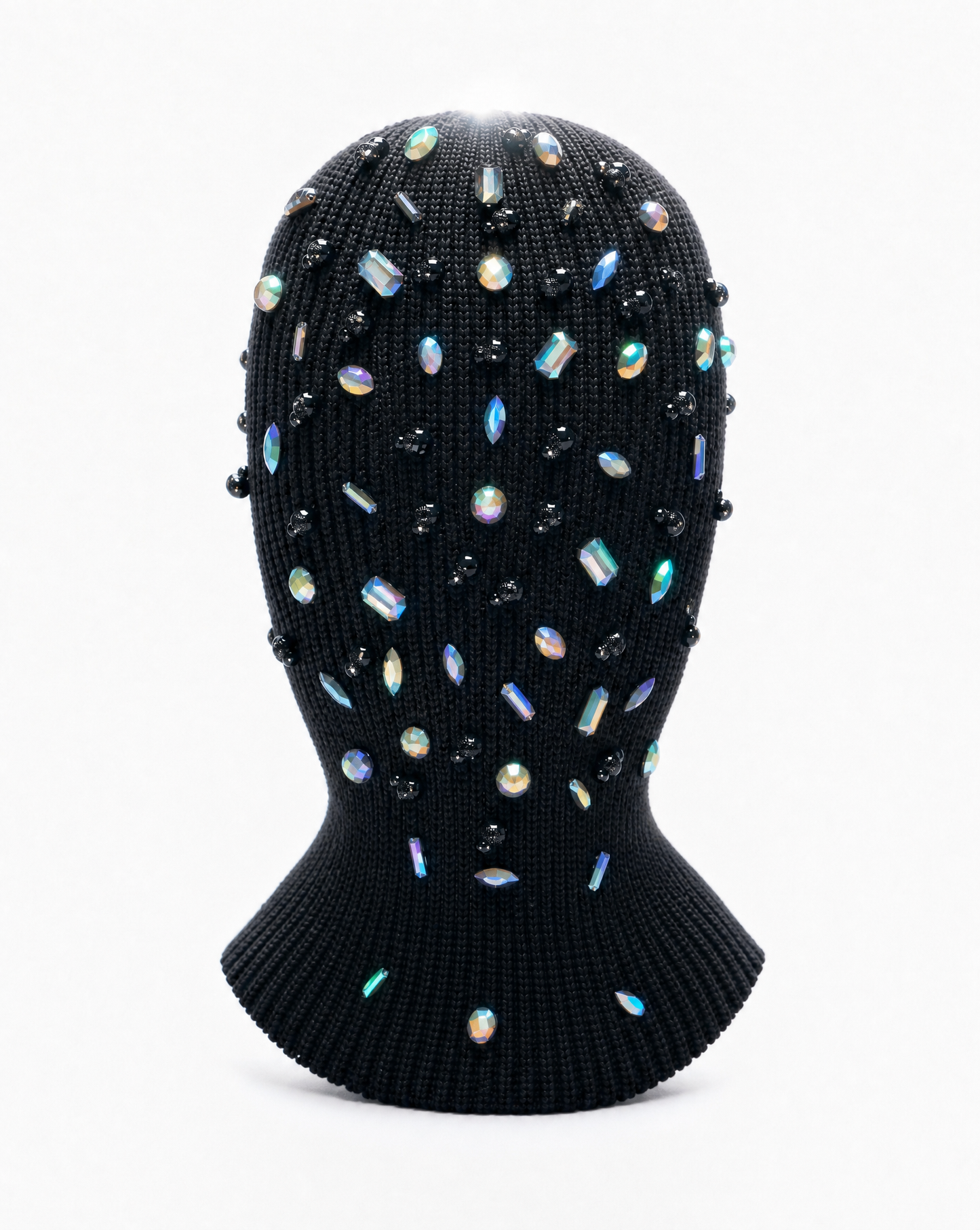 Black and Iridescent Rhinstone Ski Mask/ Balaclava