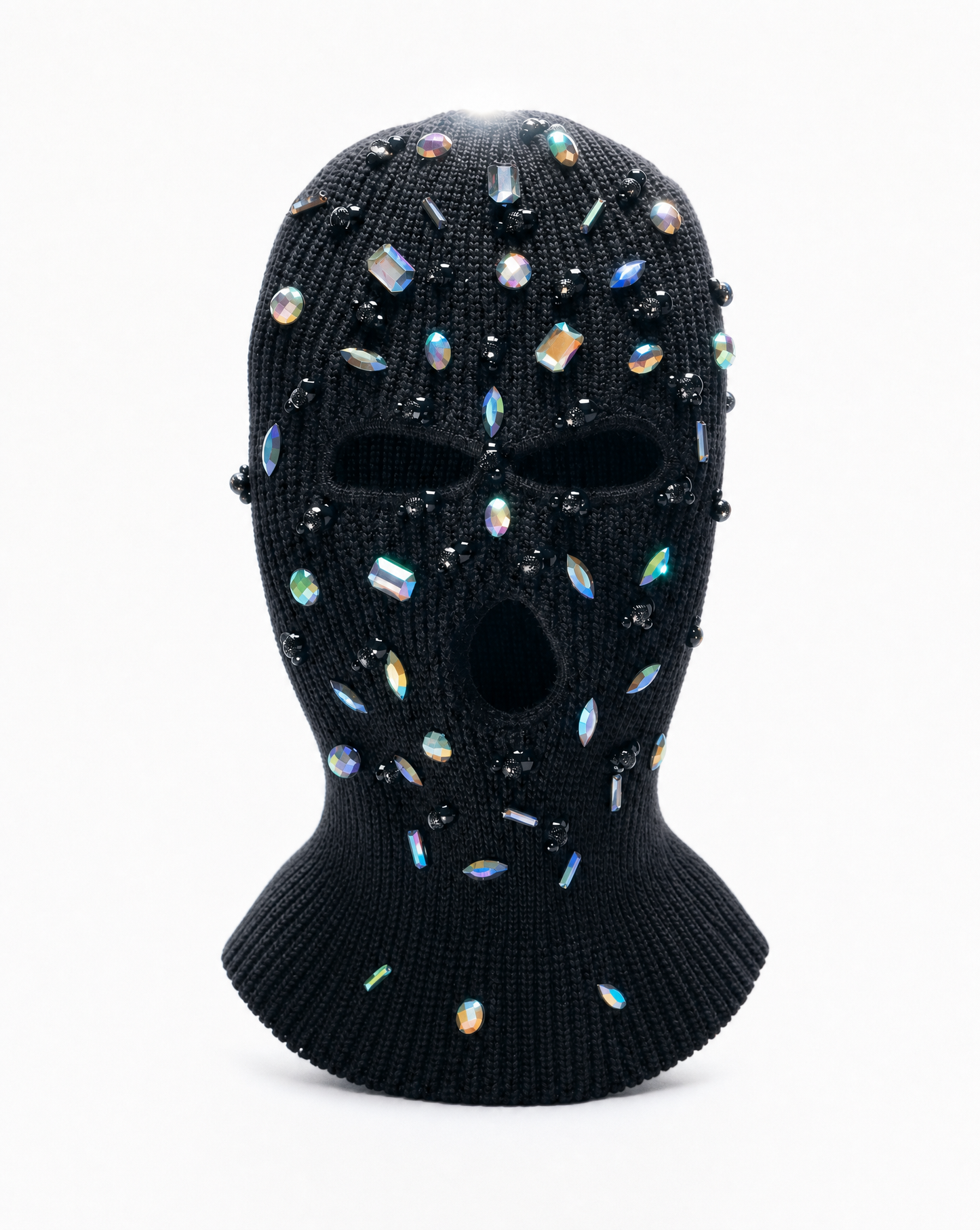 Black and Iridescent Rhinstone Ski Mask/ Balaclava