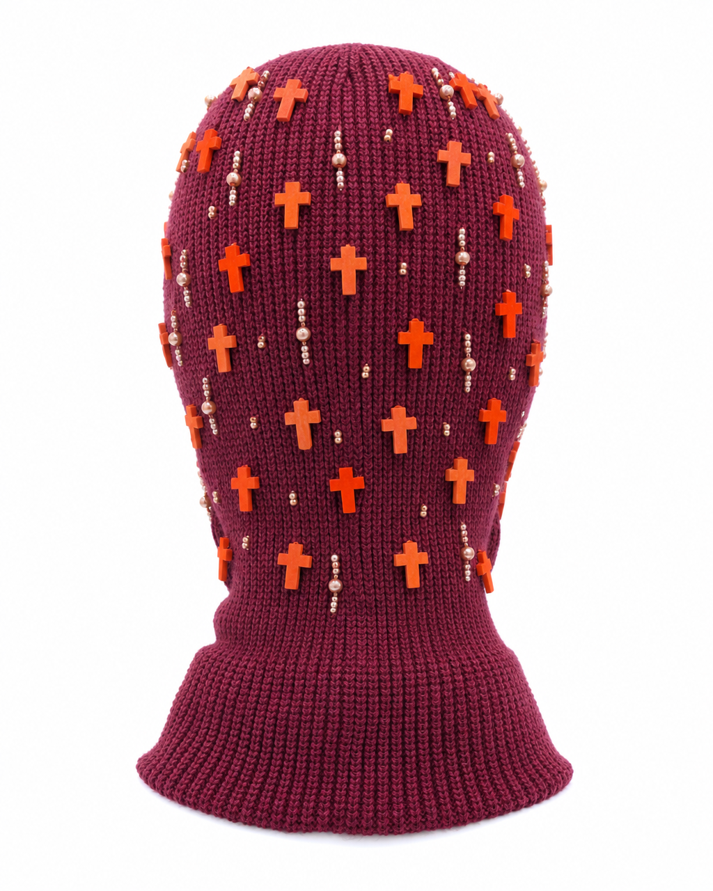 Burgundy and Copper Cross Ski Mask/Balaclava