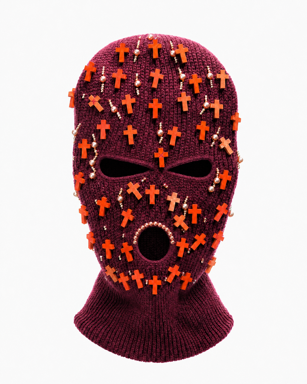 Burgundy and Copper Cross Ski Mask/Balaclava