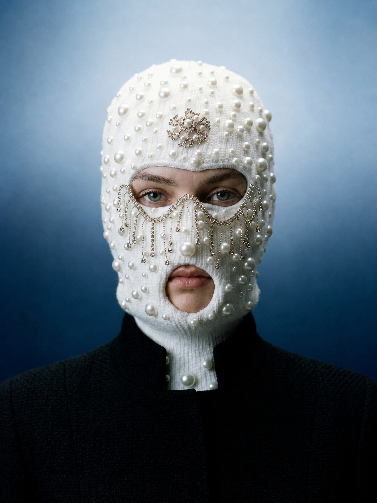 White, Silver, and pearl Ski Mask/Balaclava
