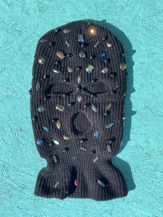 Black and iridescent Ski Mask/ Balaclava