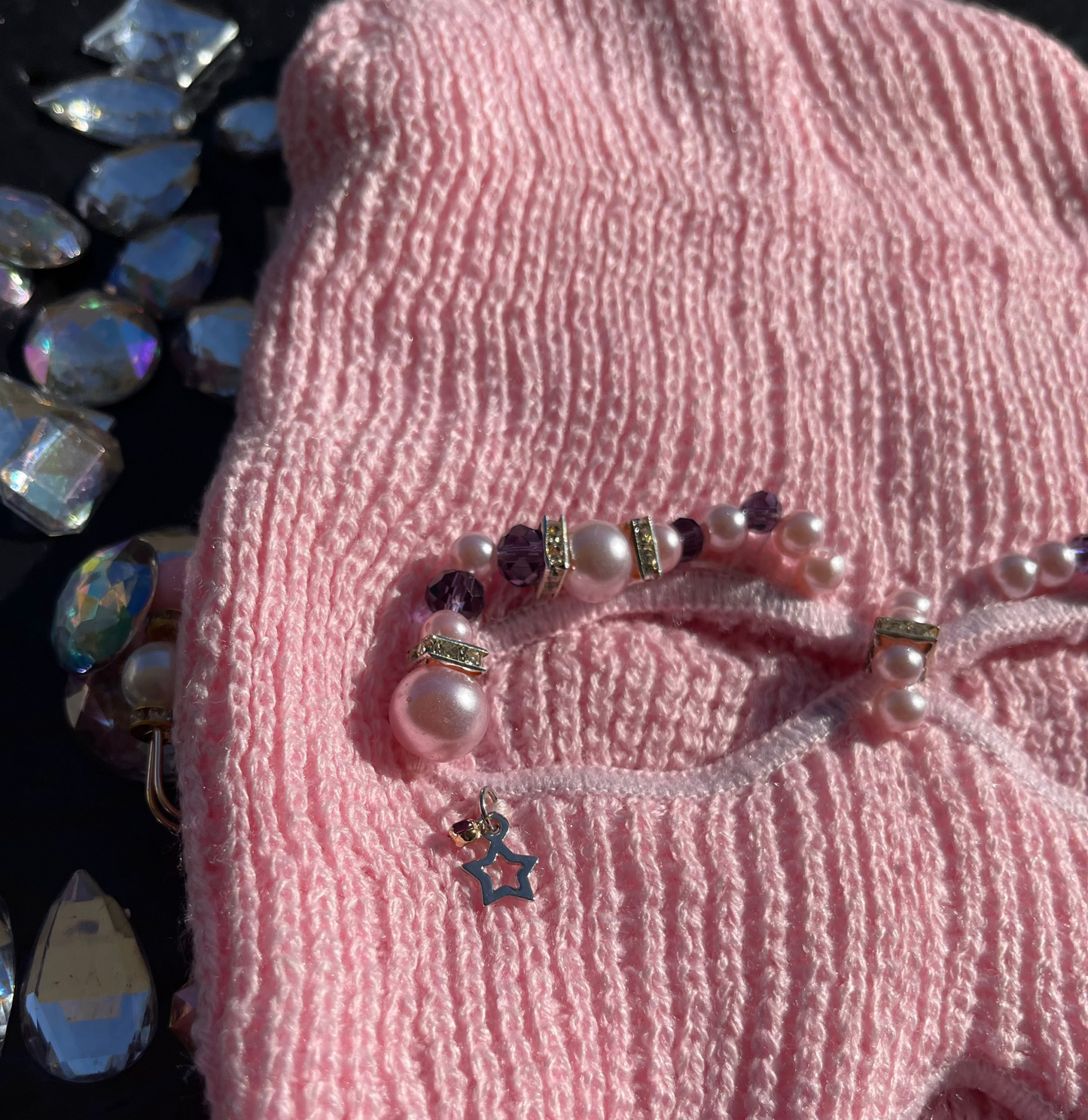 Light Pink Embellished Ski Mask/Balaclava