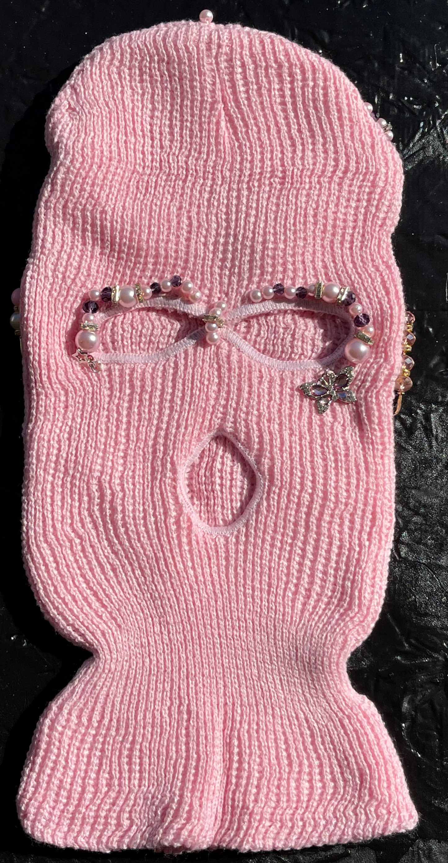 Light Pink Embellished Ski Mask/Balaclava