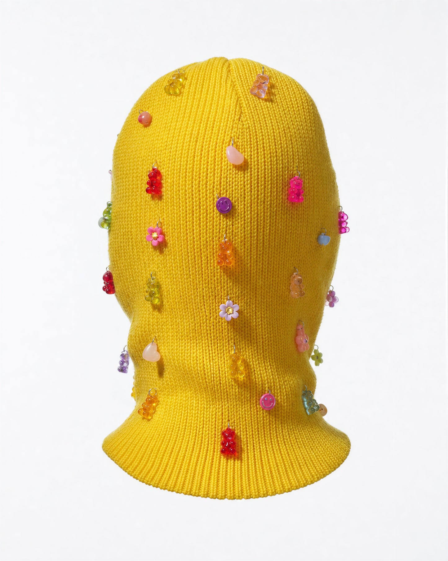 Yellow Ski Mask/Balaclava With Multi- Colored Charms