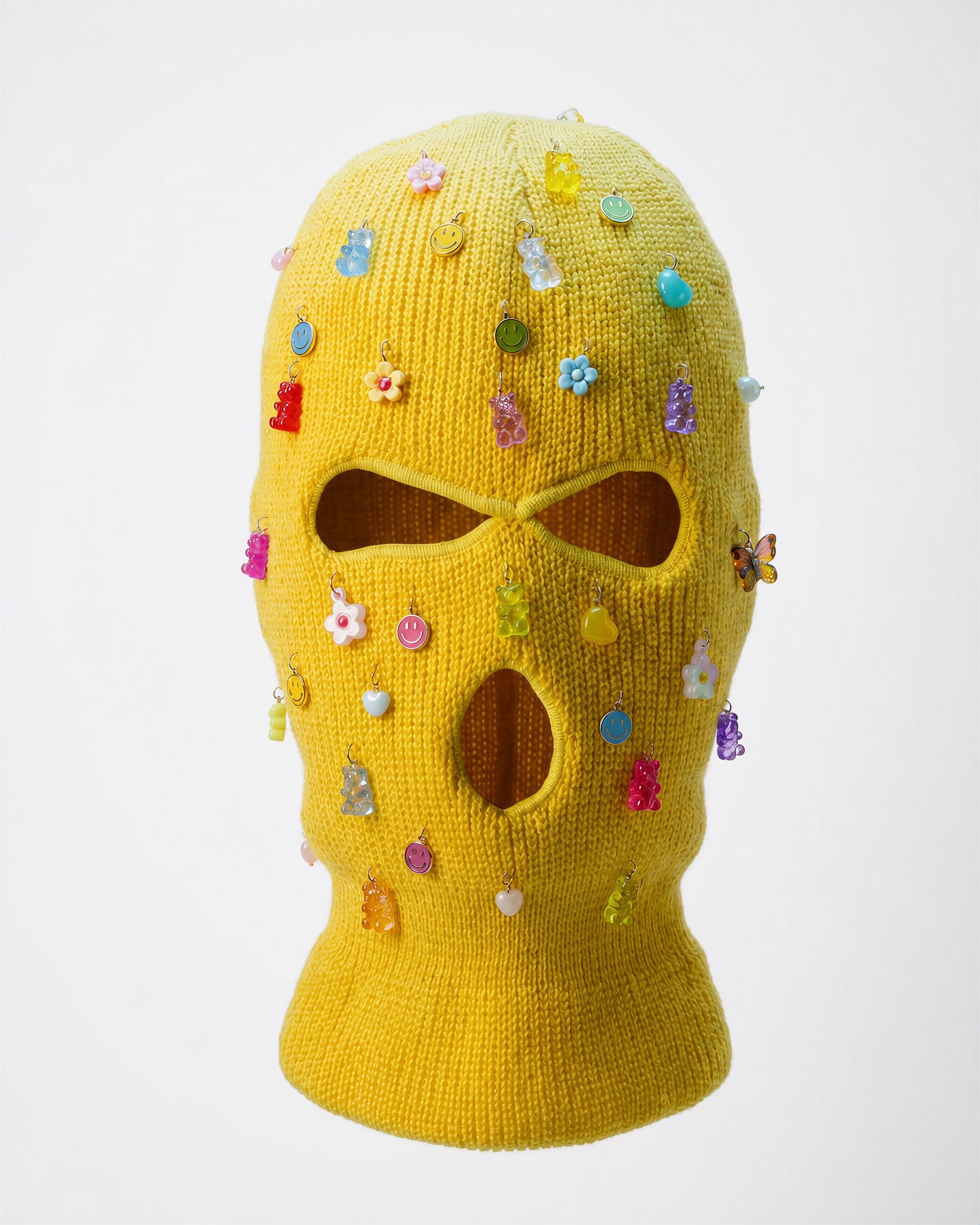 Yellow Ski Mask/Balaclava With Multi- Colored Charms